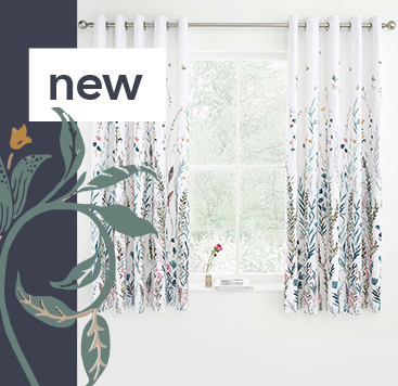 Whimsical Botanical Floral Blackout Eyelet Curtains